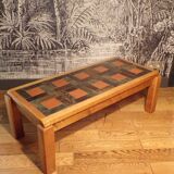 1970s coffee table in elm and schist