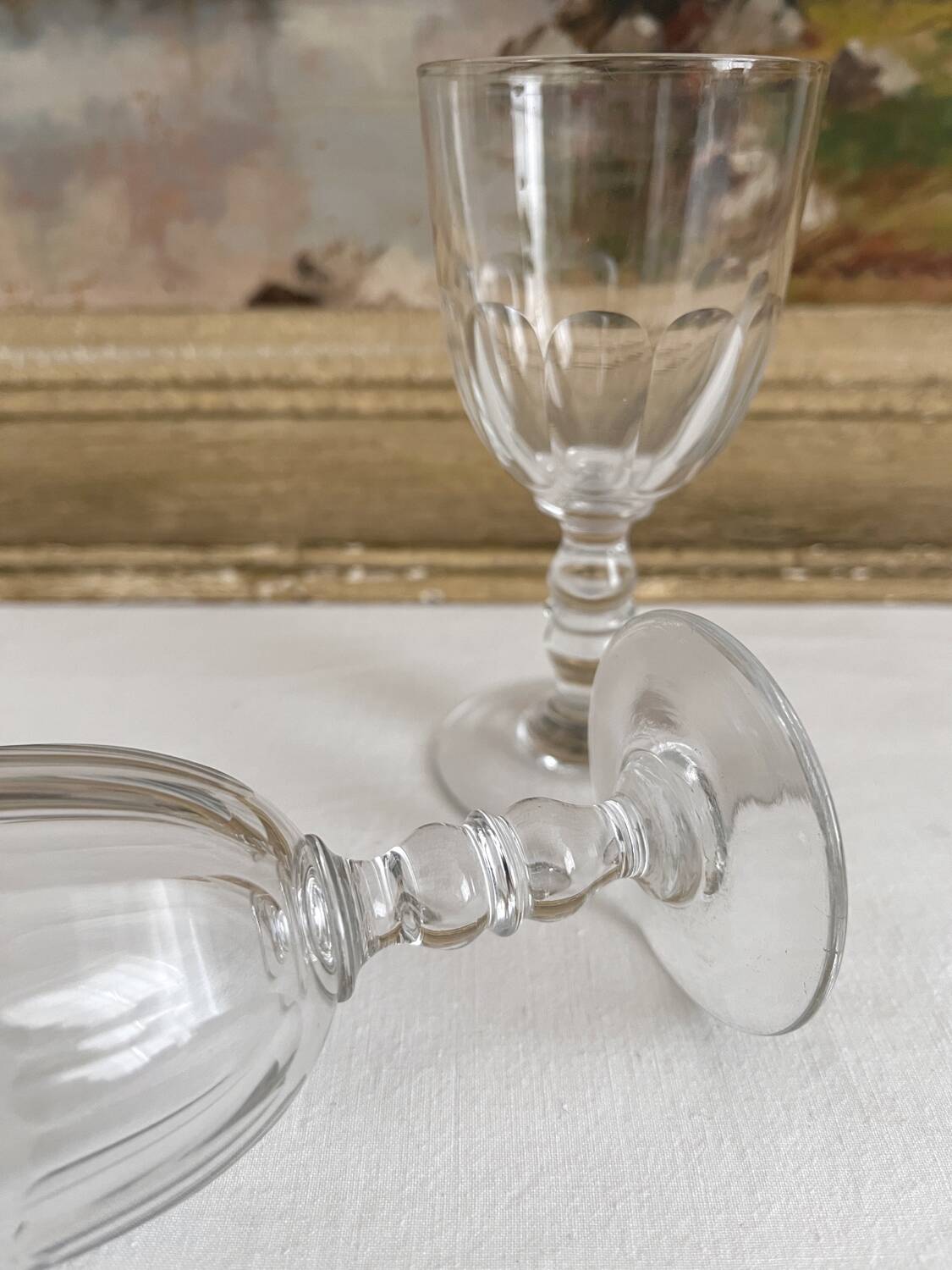2 old aperitif or port wine glasses from the 19th century
