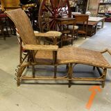 Wicker rattan chaise longue