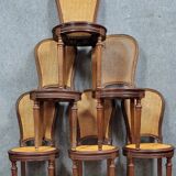 Série de 6 chaises raquettes style Louis XVI en acajou vers 1880