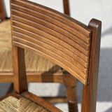 Set of 4 neo-Basque chairs in turned walnut
