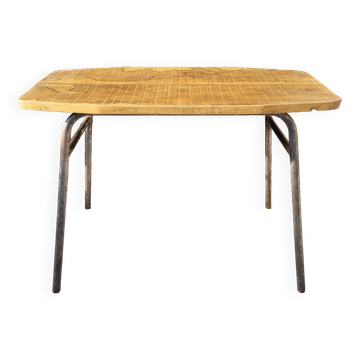 Console, table, bois brut, métal, vintage