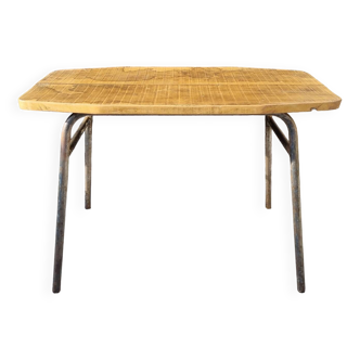 Console, table, raw wood, metal, vintage