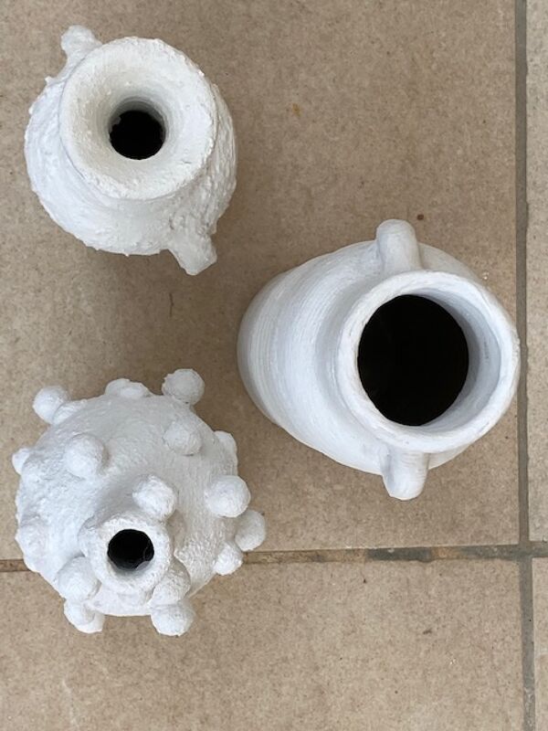 Set de 3 vases vintage blanchis
