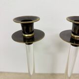 Lot de 2 bougeoirs en lucite Caravell, années 1970