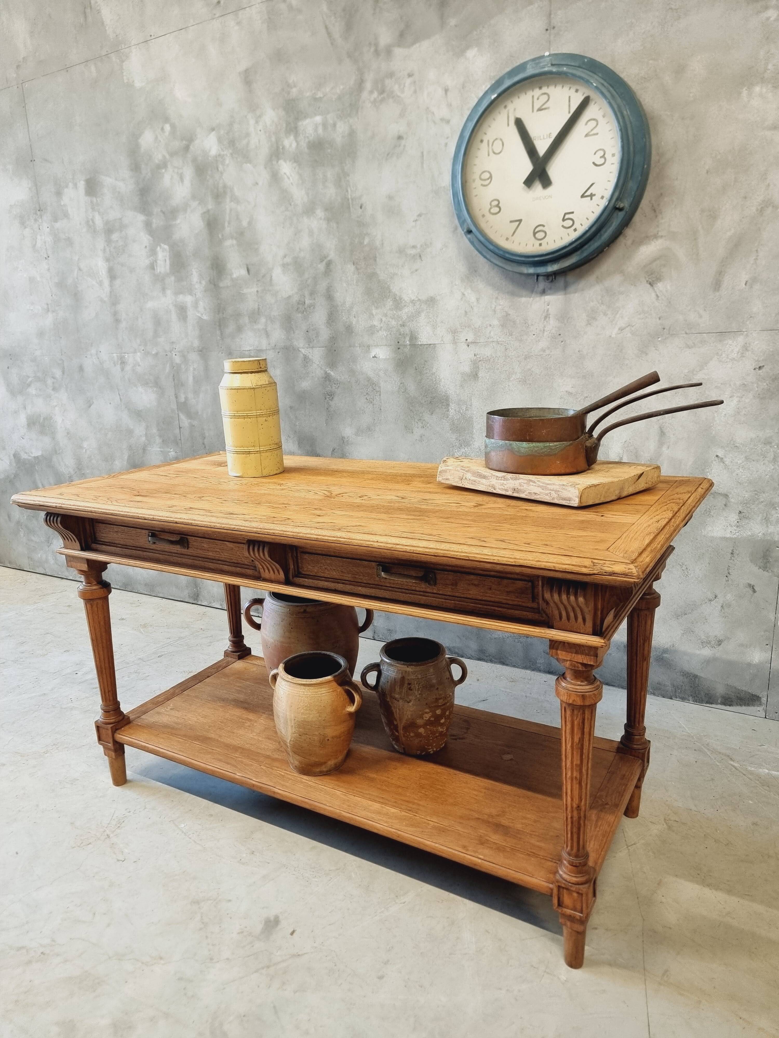 Antique drapers table side table kitchen island oak