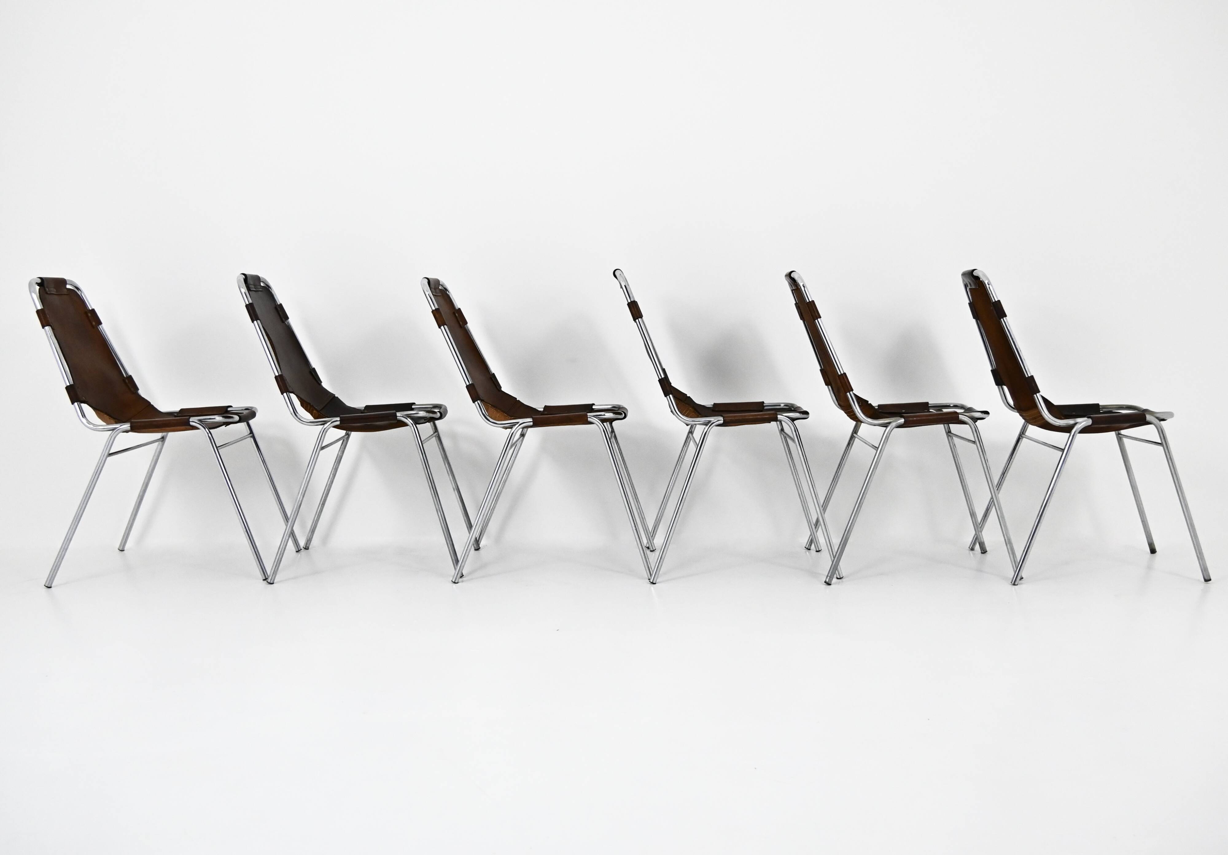Set of 6 "Les Arcs" Chairs by Charlotte Perriand, 1960s