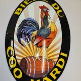 Enamelled plate beer coq hardi