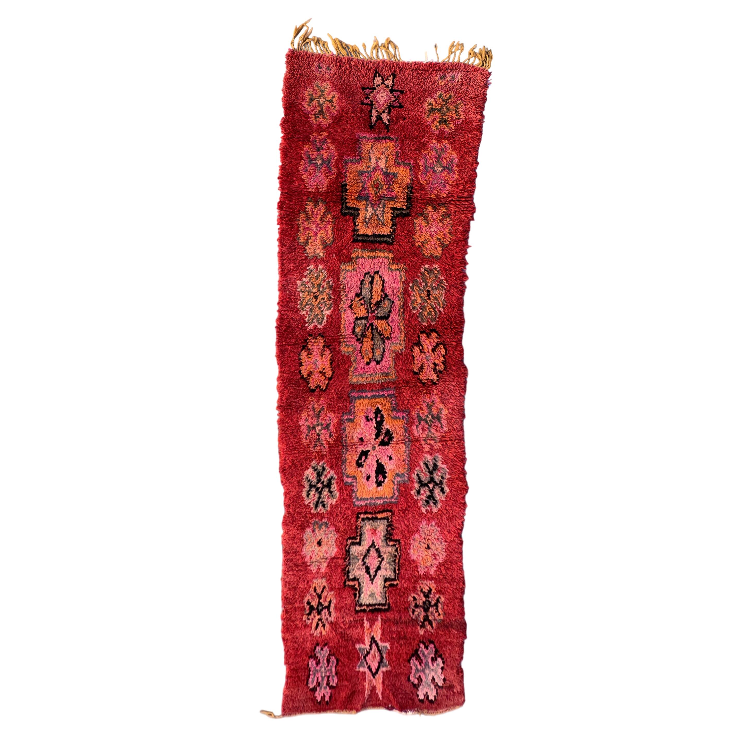 Red Boujad Moroccan rug - 90 x 313 cm