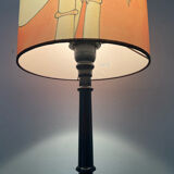 Vintage lamp in wood and silk