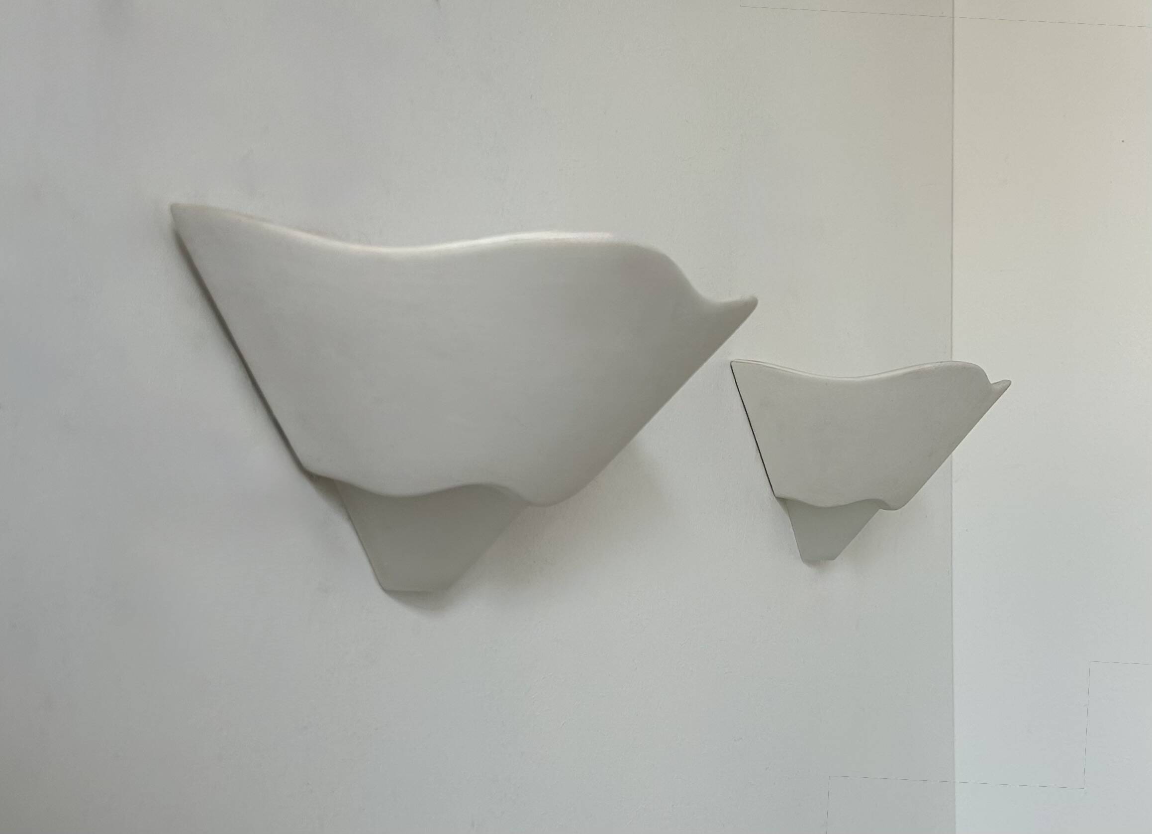 Pair of vintage wall lights, plaster and sandblasted glass, France 1970