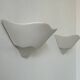 Pair of vintage wall lights, plaster and sandblasted glass, France 1970