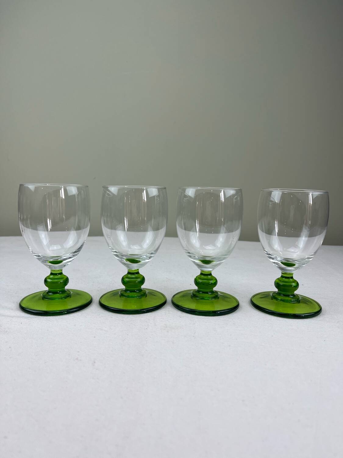4 vintage green glasses