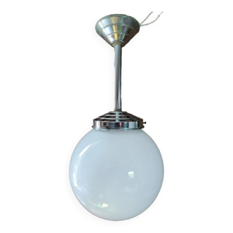 Art deco chandelier suspension metal chrome globe opaline dp 0823305