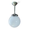 Lustre art déco suspension métal chromé globe opaline dp 0823305