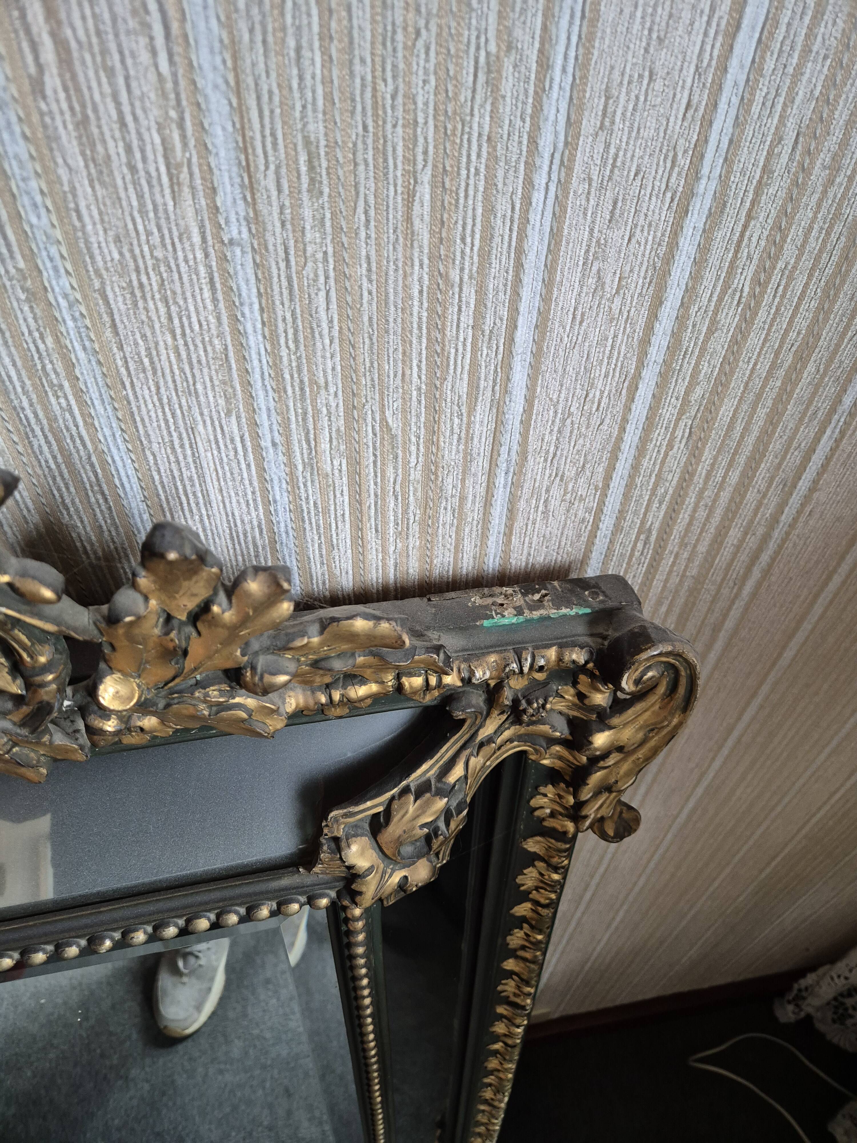 Trumeau mirror - marble, gilded, oak