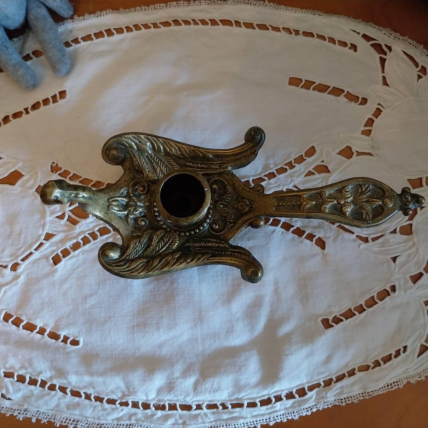 Antique gilt bronze hand candle holder