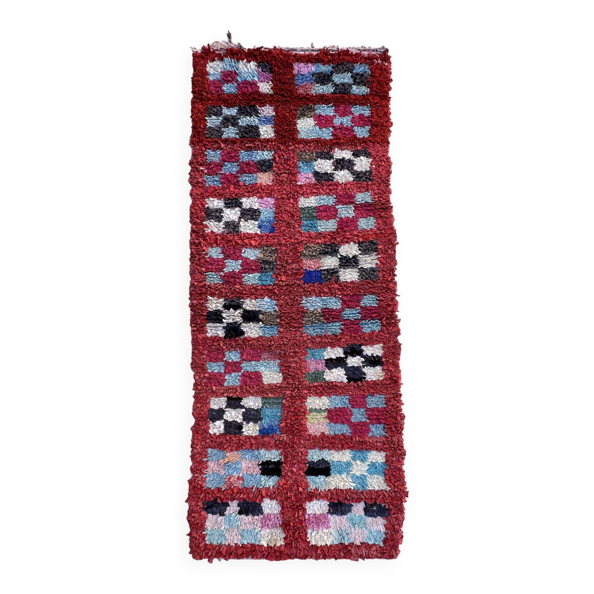 Colorful Boucherouite Moroccan rug - 93 x 245 cm