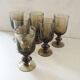 6 vintage glass foot glasses in smoked bullé from Biot