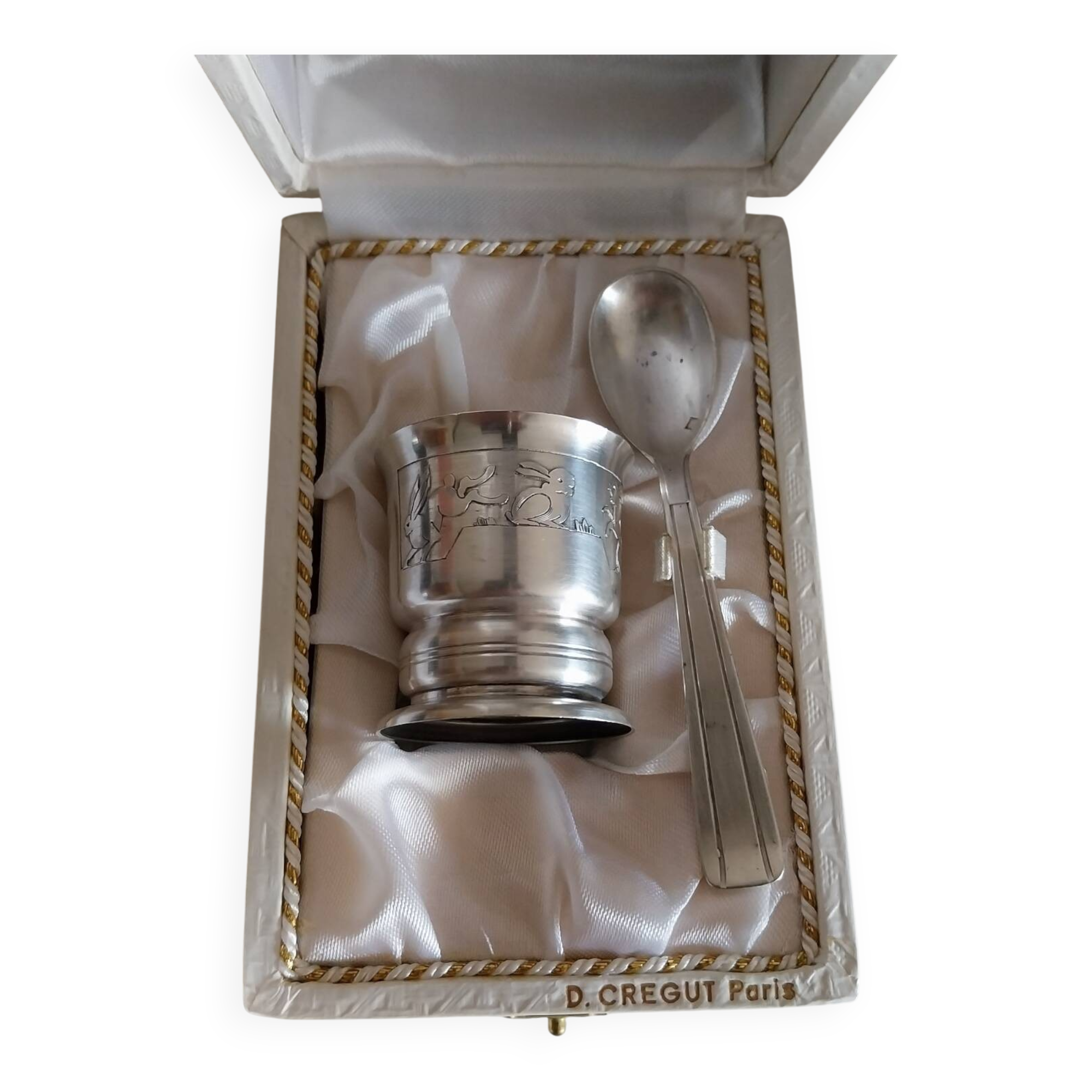 Birth gift set silver-plated egg cup