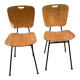 2 chaises d'atelier en bois et acier noir années 1950