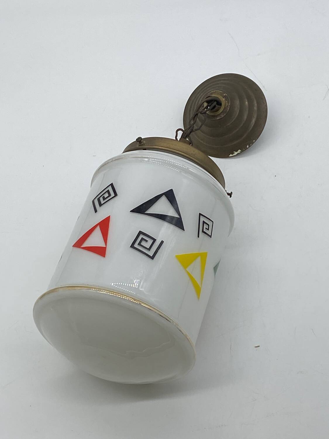 Opaline pendant light / lamp / ceiling light with geometric decor