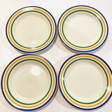 4 striped earthenware plates made in Romania