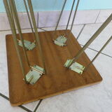 Formica side shelf, 2 shelves, gold metal - 60s