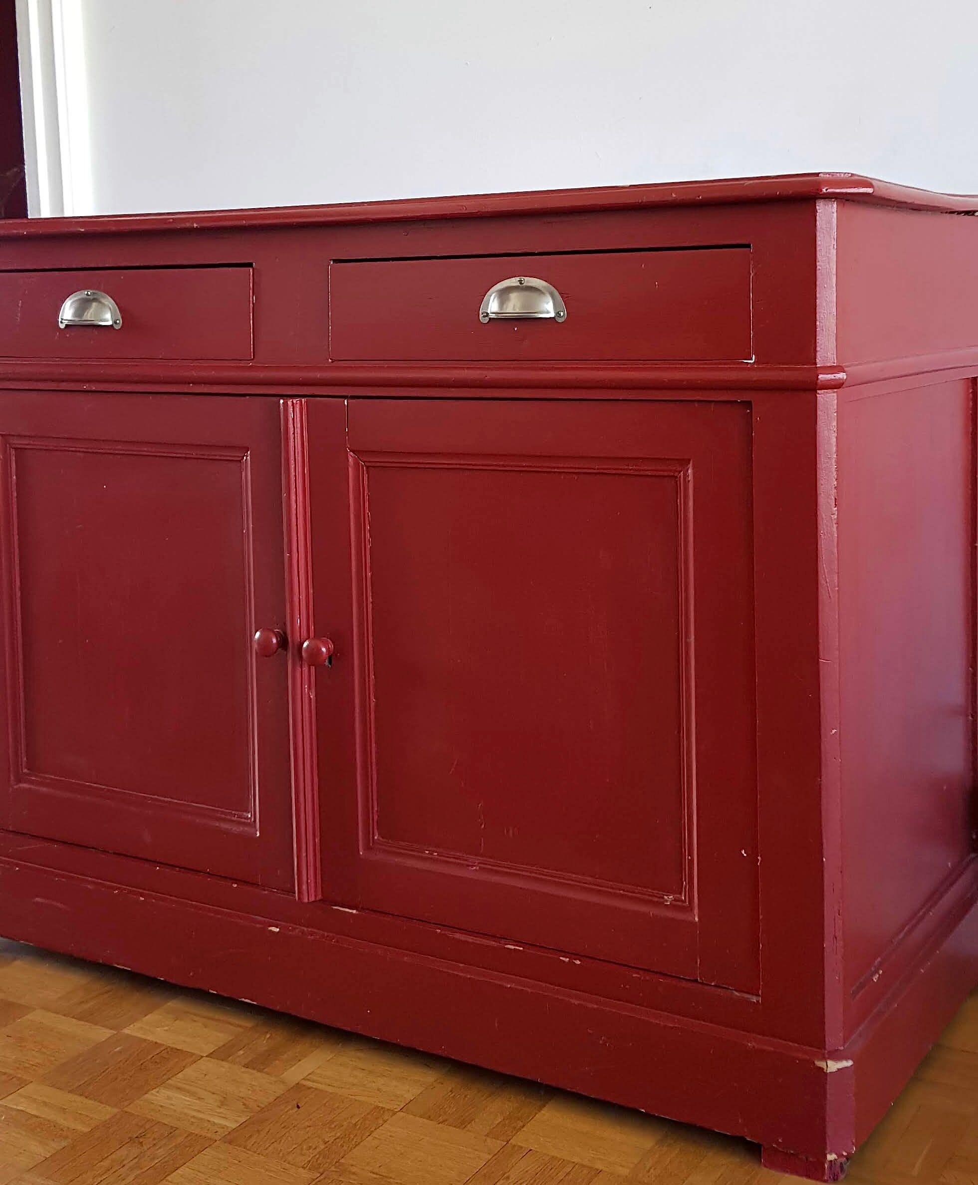 English style painted red storage cabinet