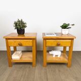 Pair of Swedish solid pine bedside tables from the 1980s