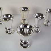 Set of six Amalgam Glass Goblets, Biedermeier, Peasant Silver, Circa 1860's.