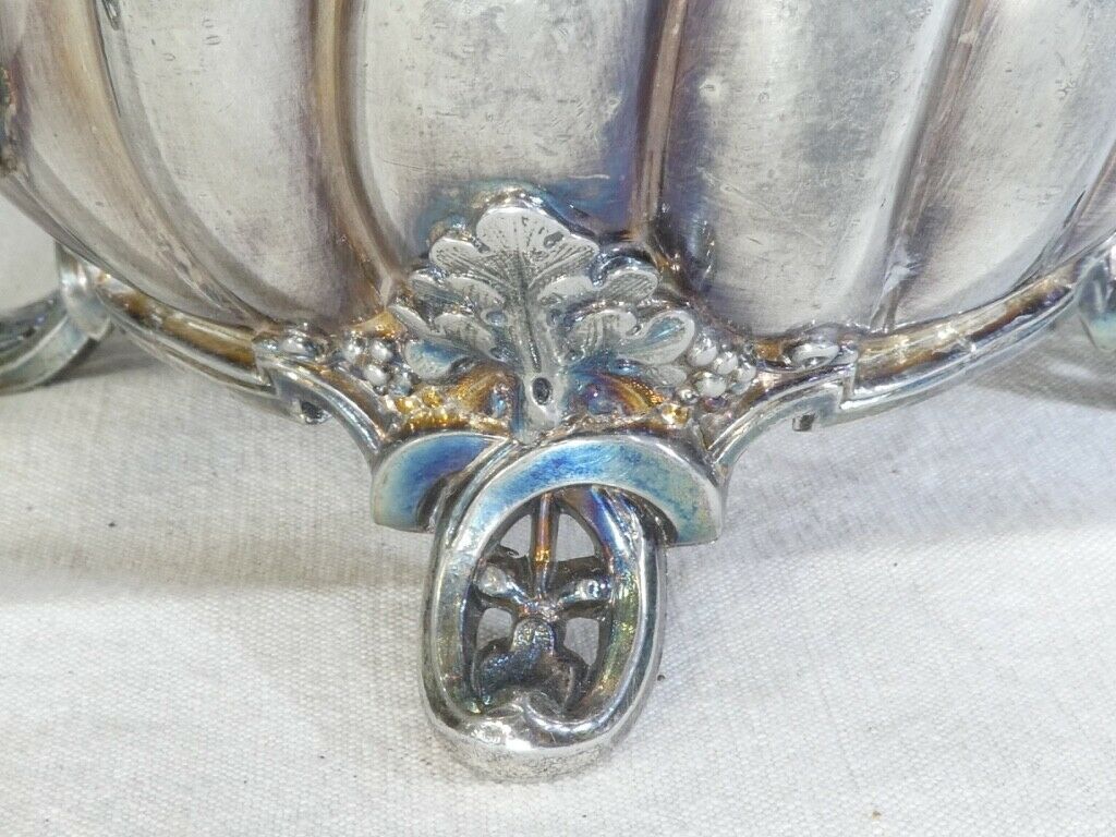 Silver flat silver metal teapot