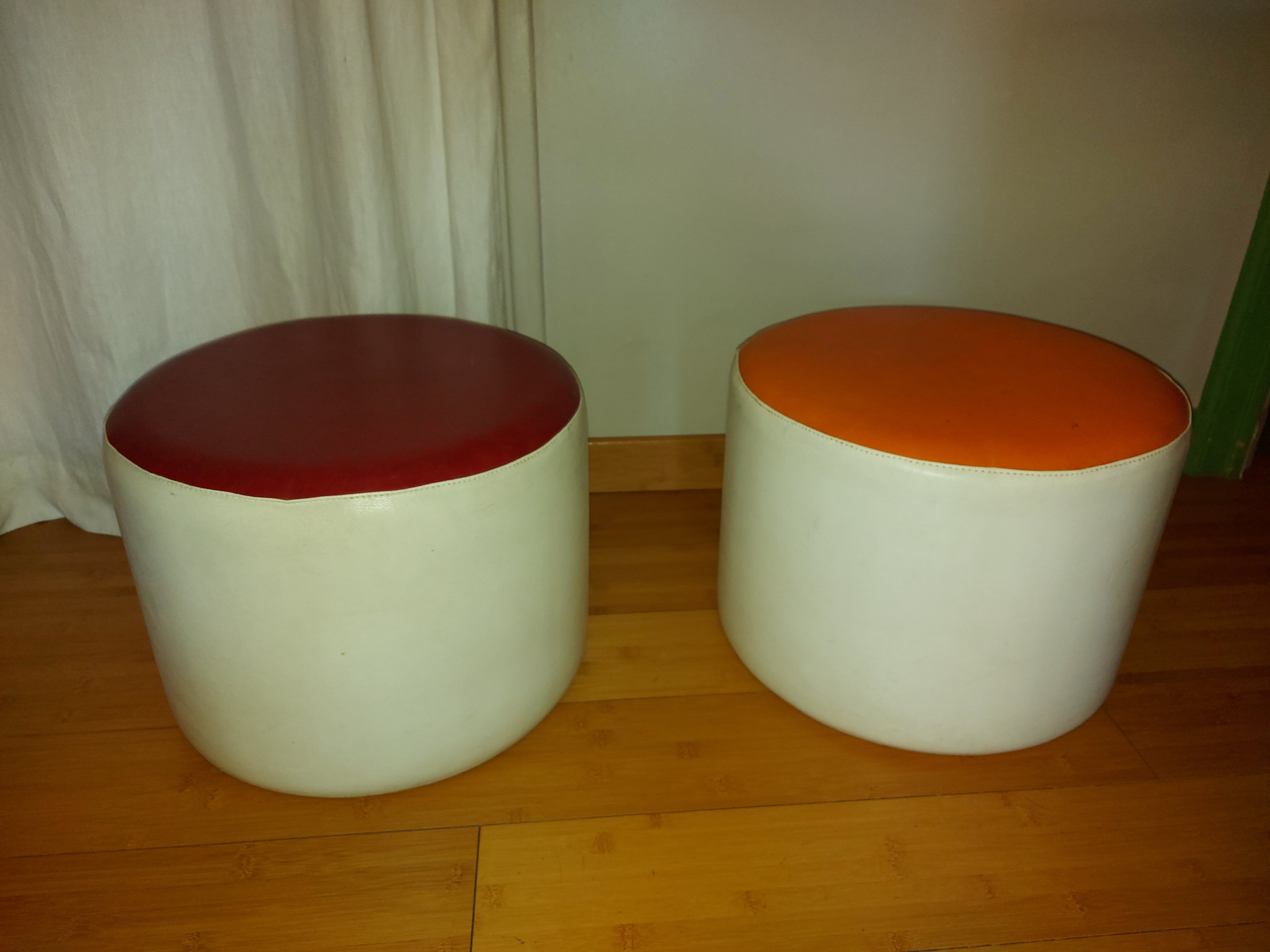 2 vintage skai beanbags, 70's