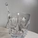 Duo of crystal ice buckets, silver metal, vintage