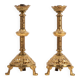 Pair of neo-Byzantine style gilt metal candlesticks. Late 19th century.