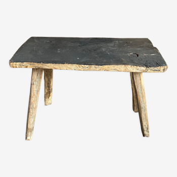 Tabouret hongrois vintage noir et bois brut