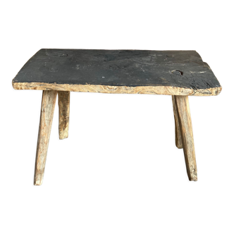 Vintage Hungarian stool black and raw wood