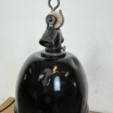 Industrial Black Enamel Factory Lamp with Cast Iron Top, 1930s