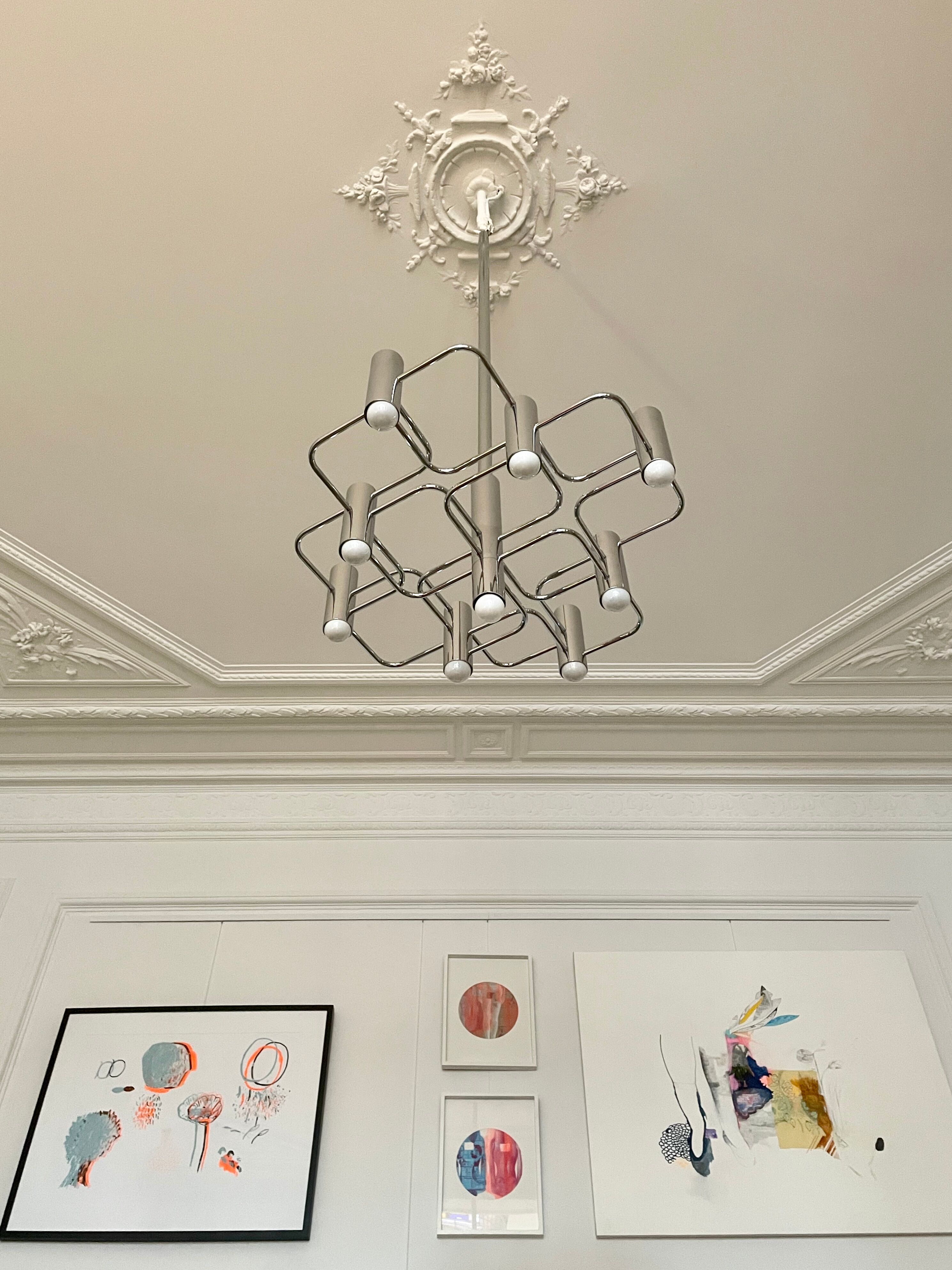 Chrome metal chandelier from Sciolari