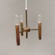 Chandelier with 3 light sources, made of metal and brass. 1960-70s