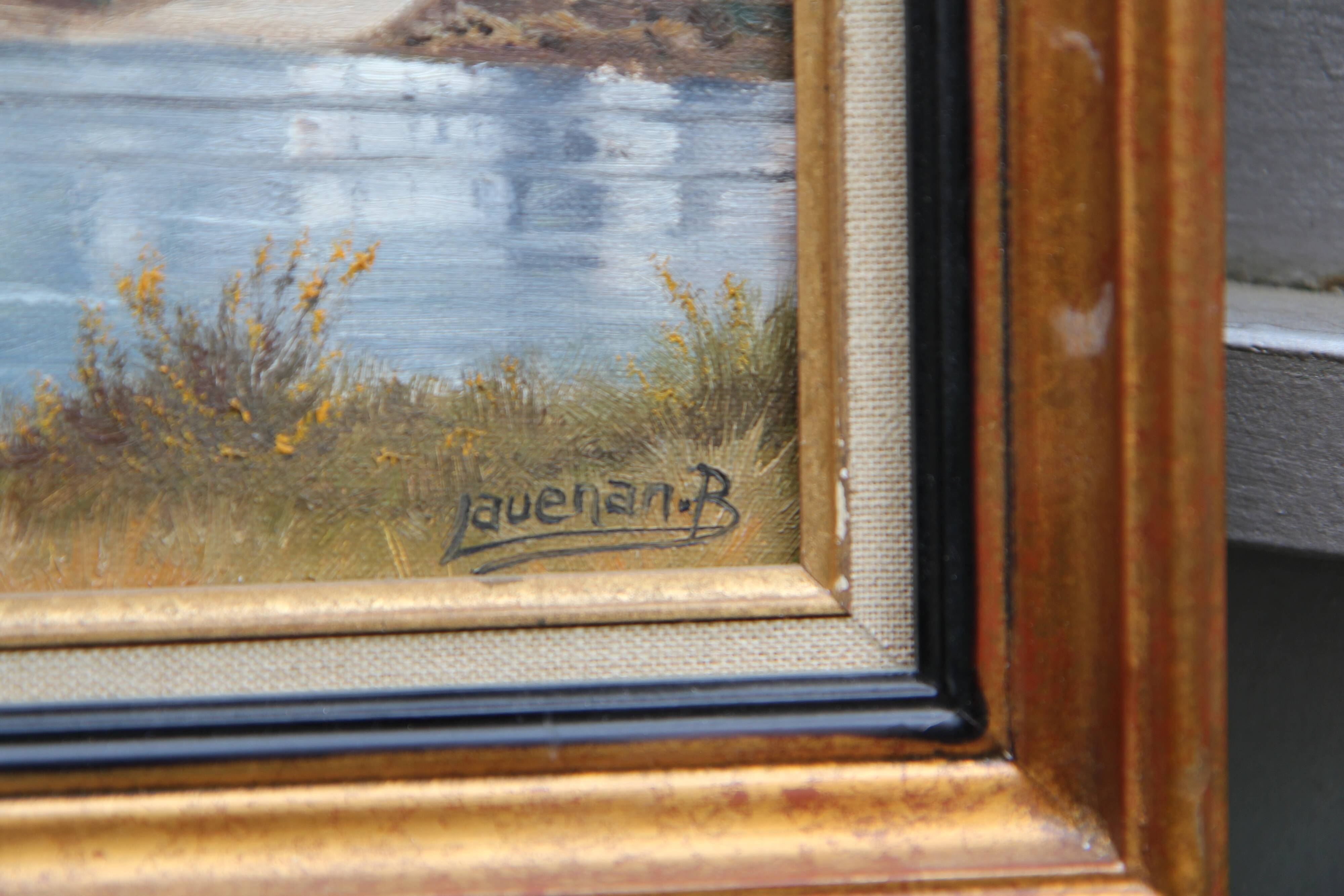 Tableau, peinture a l huile marine, champetre, 37 . 32 cm , signée