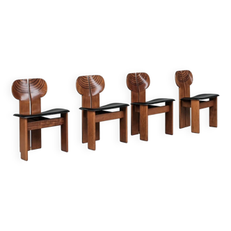 Set of Four 'Africa' Mid-Century Italian Dining Chairs by Scarpa