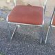 Set de 4 chaises vintage chrome et tissu marron