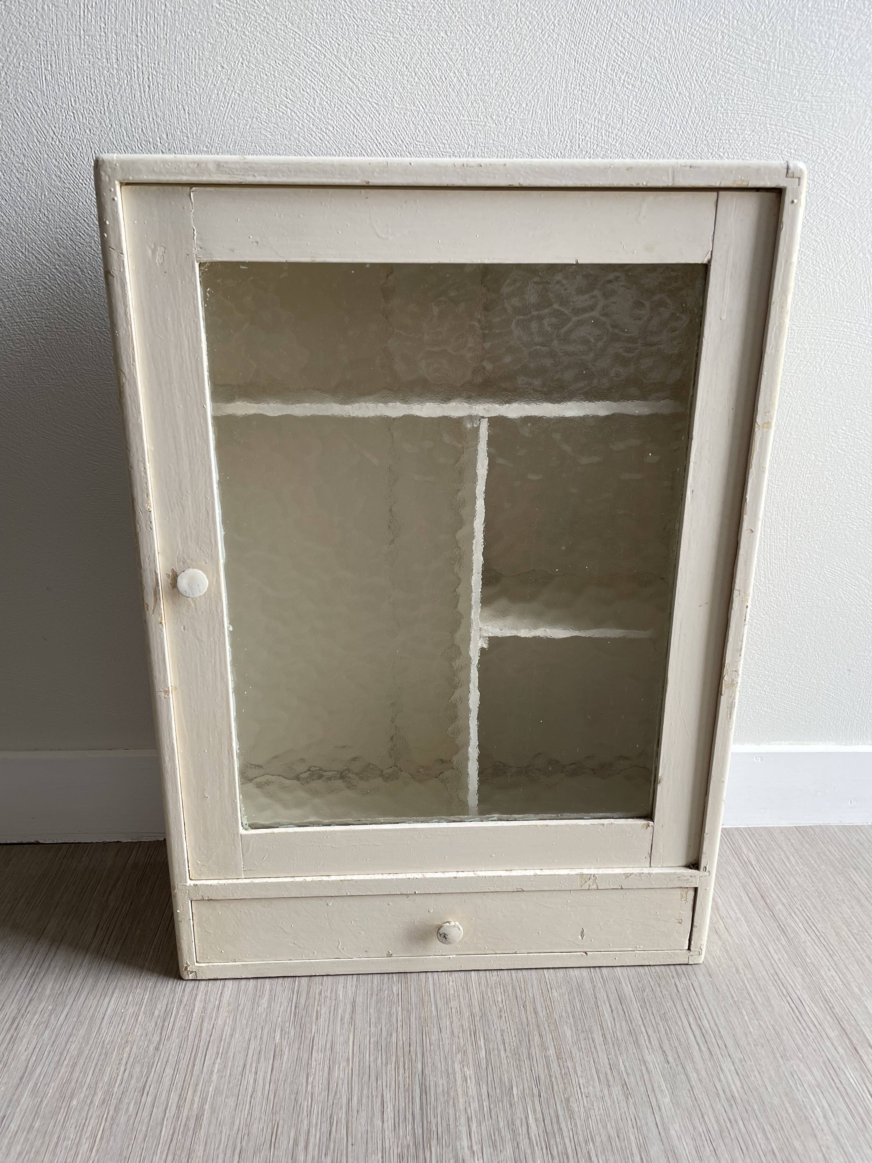 Bathroom cabinet pharmacy patinated wood