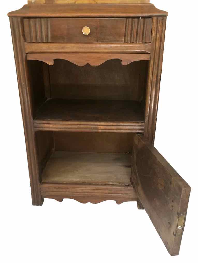 Wooden bedside table and art nouveau marble