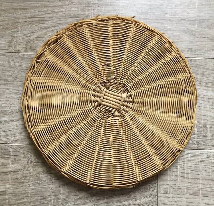 Vintage woven rattan mirror