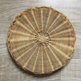 Vintage woven rattan mirror