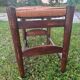Two-seater straw bench, French rural style, wood and rush, early 20th century.