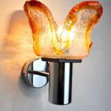 Wall lamp murano mazzega orange, frosted glass, italy, 1960