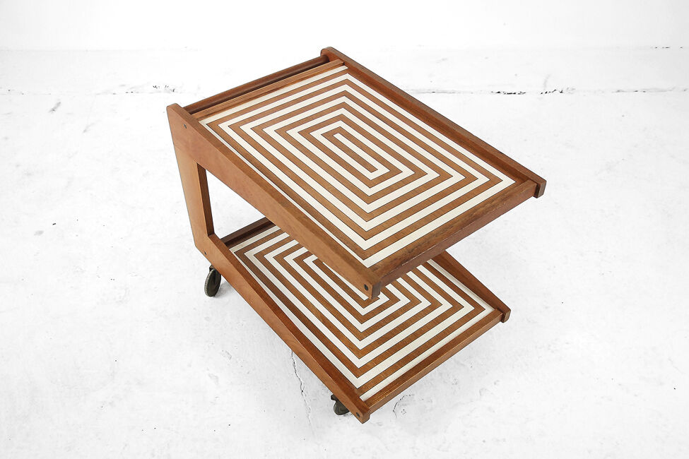 Cart bar teak with pattern maze 1960 s